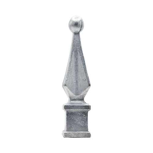 Finials / Fence Top Posts - Cast Aluminum - Quad Spear Shape With Ball - Square Base Fits Over 1/2" Inch - 3-7/8" Inch Height - Multiple Sizes and Finishes Available - Sold Individually