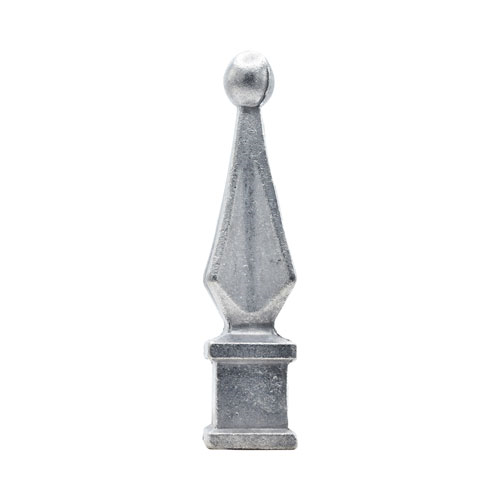 Finials / Fence Top Posts - Cast Aluminum - Quad Spear Shape With Ball - Square Base Fits Over 1/2&quot; Inch - 3-7/8&quot; Inch Height - Multiple Sizes and Finishes Available - Sold Individually