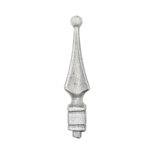 Finials / Fence Top Posts - Hot Stamped Steel - Spear Shape - Quad with Ball Design - Drives in 7/16" Inch Square Base - 5-7/16" Inch Height - Multiple Finishes Available - Sold Individually