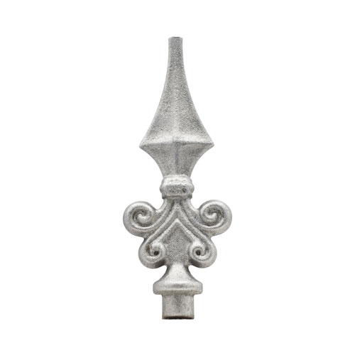 Finials / Fence Top Posts - Hot Stamped Steel - Spear with Point Design - 9/16&quot; Inch Solid Round Base - 5-29/32&quot; Inch Height - Multiple Finishes Available - Sold Individually