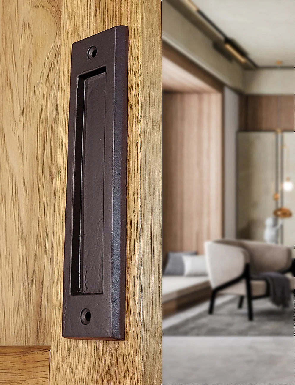 Flush Pull Barn Door Handle Handle -7 Inch - Sleek Modern Finger Pull Handle  - "Easy Mount" Multiple Finishes Available