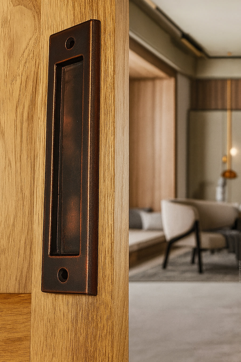 Flush Pull Barn Door Handle Handle -7 Inch - Sleek Modern Finger Pull Handle  - "Easy Mount" Multiple Finishes Available