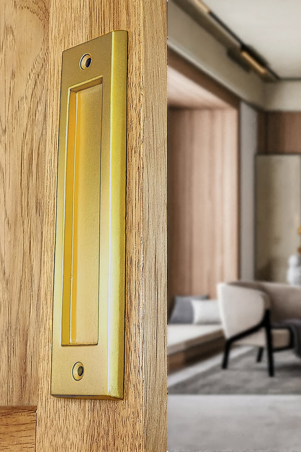 Flush Pull Barn Door Handle Handle -7 Inch - Sleek Modern Finger Pull Handle  - "Easy Mount" Multiple Finishes Available