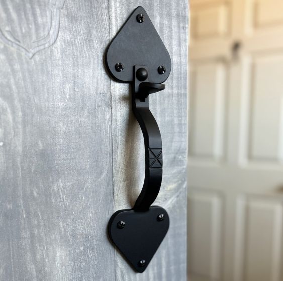 Forged Heart Thumb Latch Set - Matte Black Finish - Sold as Set