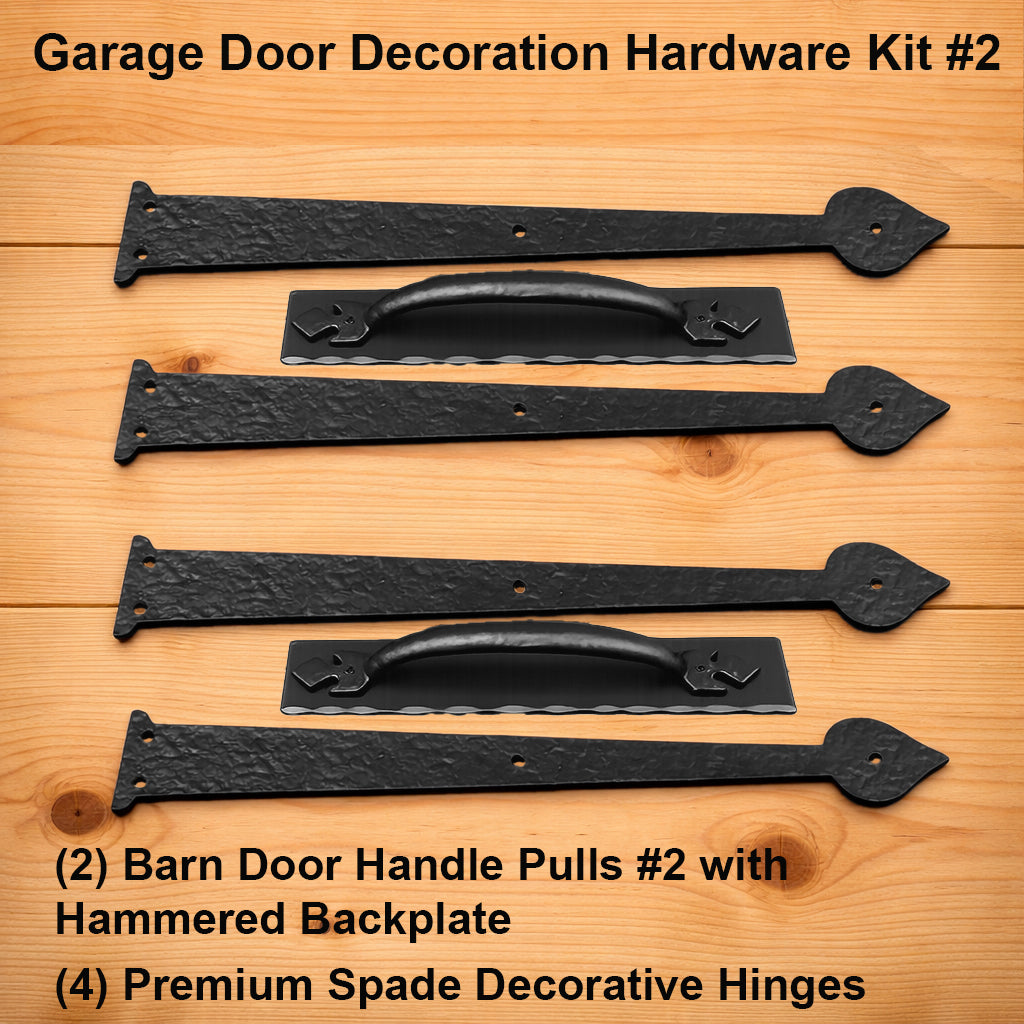 Garage Door Decorative Hardware Kit #2 with Rustic Handles