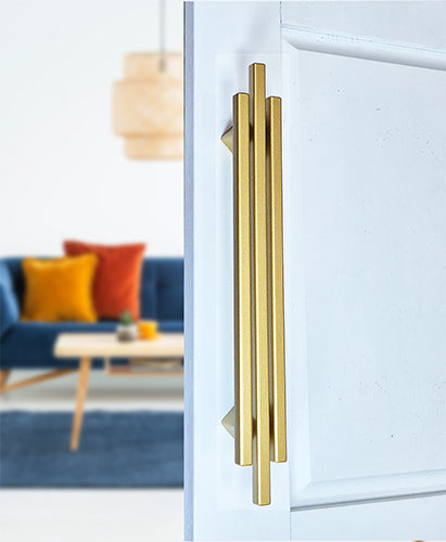 Modern Contemporary 3 Bar Door Pull handle with finger Pull Set - For Sliding Barn Door