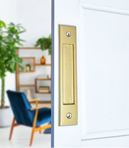 Modern Contemporary Notched Door Pull Handle with Finger Pull Set - For Sliding Barn Door