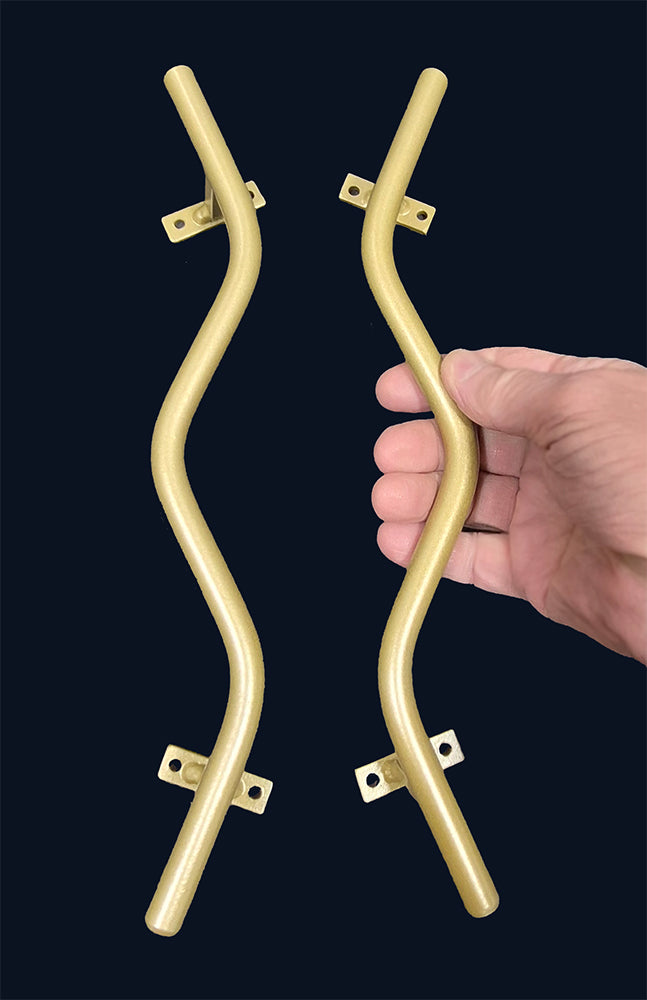 12 inch contemporary curved steel door pulls in gold finish