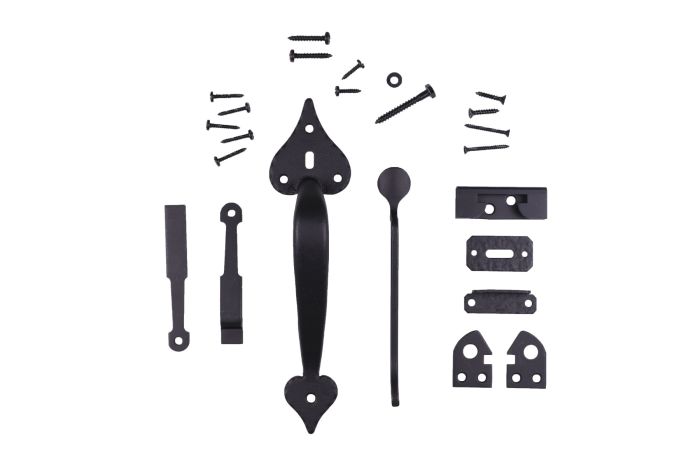 Heart Handle Gate Thumb Latch Set - Multiple Sizes Available - Matte Black Finish - Sold as Set