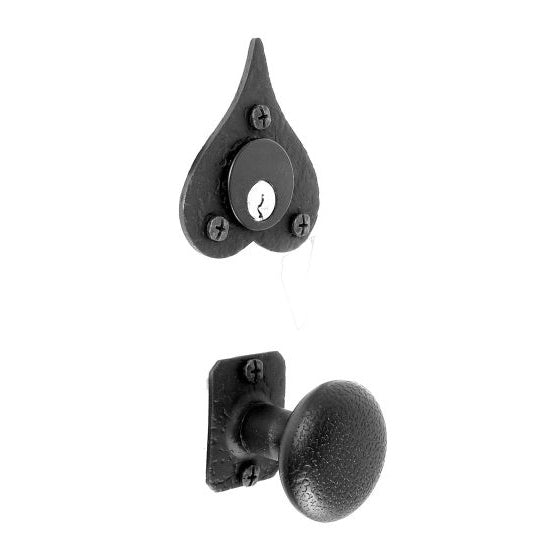 Heart Mortise Lock Entrance Set - Double Knob - Iron - Matte Black Finish - Multiple Options Available - Sold as Set