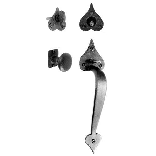 Heart Mortise Lock Entrance Set - Handle & Knob - Forged Iron - Matte Black Finish - Multiple Options Available - Sold as Set