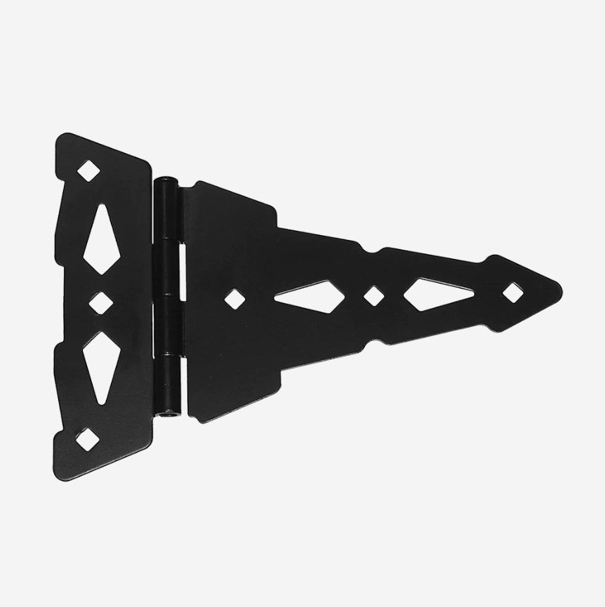 Contemporary Heavy Duty Tee Hinges - For Wood Gates - 8" Inch - Black Powder Coat Finish - Sold in Pairs