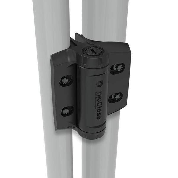 Heavy Duty Self-Closing Gate Hinges - For Round Post Gate Gap (1") - Self-Closing up to 154 lbs. - Black Finish - Sold Individually