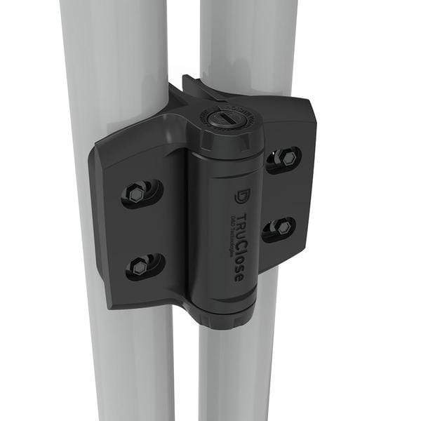 Heavy Duty Self-Closing Gate Hinges - For Round Post Gate Gap (1") - Self-Closing up to 154 lbs. - Black Finish - Sold Individually