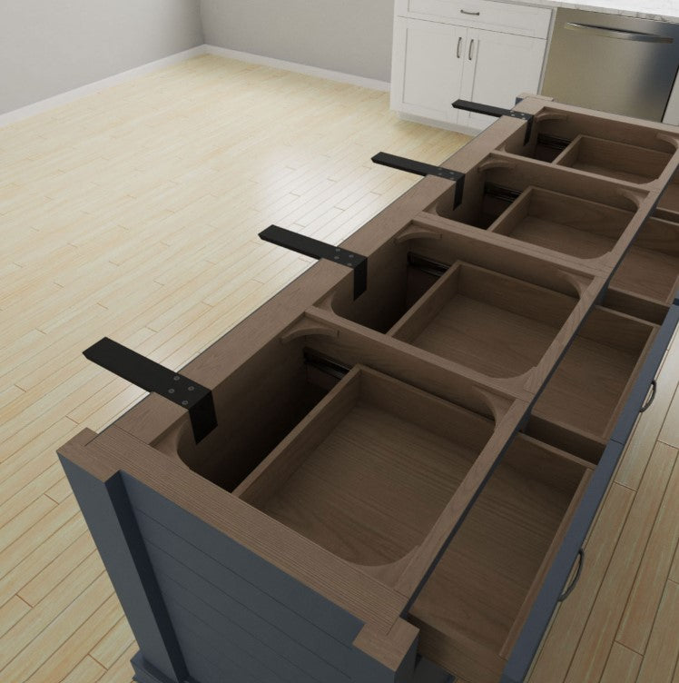 Hidden Support Heavy Duty Steel Bracket with Back Plate - 2-1/2" Inch Width x 4" Inch Height - Multiple Sizes Available - Black Powder Coat Finish - Sold Individually