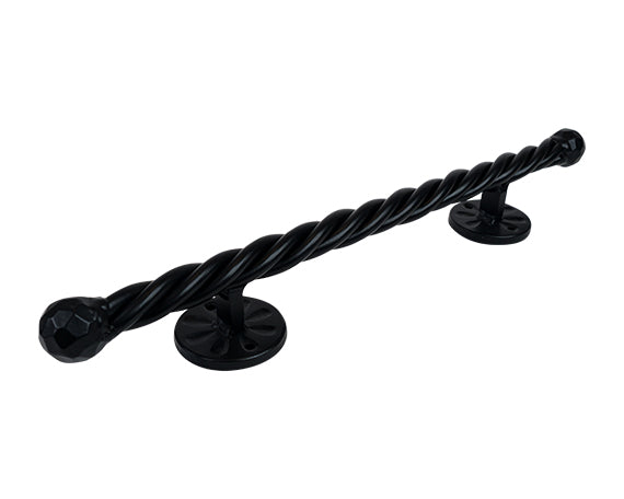 Twisted Iron Strand Door Pull Barn Door Handle with Hammered Ball Finials