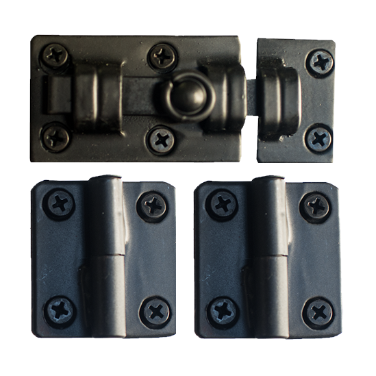 Hinge and Latch Kit for Speakeasy Iron Door Viewer - Multiple Finishes Available - Sold as Set