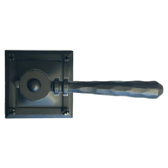 Iron Art Double Lever Privacy Set - 2-3/8" Inch Backset - Square Backplate - Matte Black Finish - Sold as Set