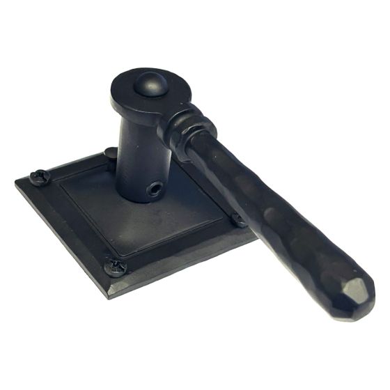 Iron Art Double Lever Privacy Set - 2-3/8" Inch Backset - Square Backplate - Matte Black Finish - Sold as Set