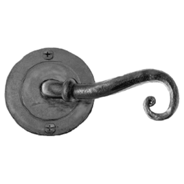 Iron Art Double Scroll Lever Passage Set - 2-3/8" Inch Backset - Round Rose - Matte Black Finish - Sold as Set