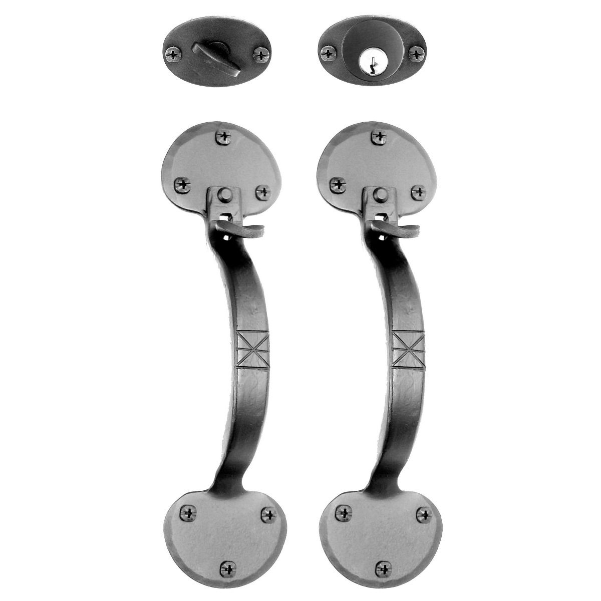 Large Bean Mortise Lock Entrance Set - Double Handle - Forged Iron - Matte Black Finish - Multiple Options Available - Sold as Set
