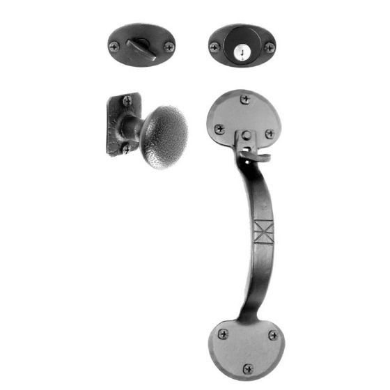 Large Bean Mortise Lock Entrance Set - Handle & Knob - Forged Iron - Matte Black Finish - Multiple Options Available - Sold as Set