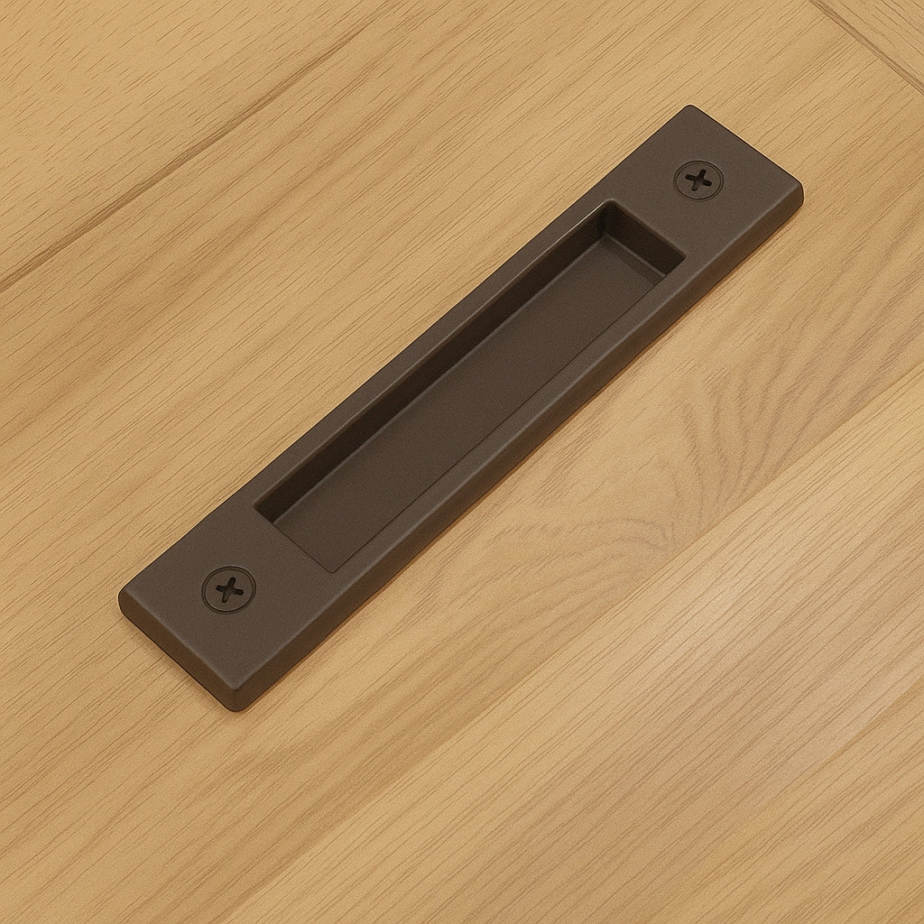 Large Flush Pull Barn Door Handle -Sleek Modern Finger Pull Handle  - "Easy Mount" - Multiple Finishes Available