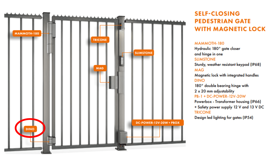 Locinox Dino - 2-Way Adjustable Double Bearing Gate Hinges - For Gates Up To 330 Lbs - Multiple Finishes Available - 2 Pack