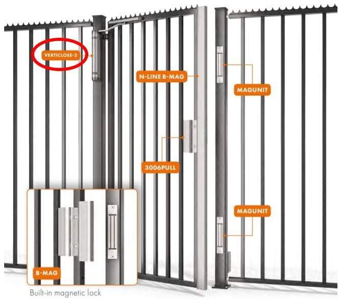 Locinox Verticlose-2 - Heavy Duty 90° Or 180° Retrofit Hydraulic Gate Closer - For Gates Up To 330 Lbs - Multiple Finishes Available - Sold Individually