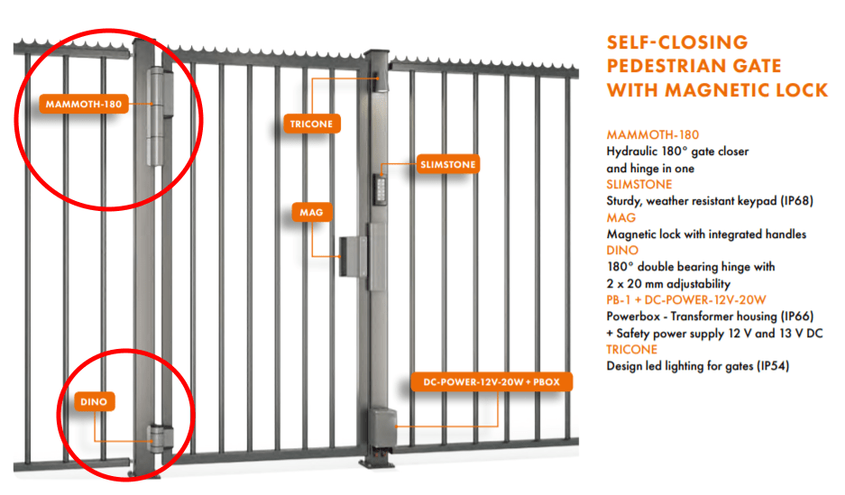 Locinox Mammoth - Heavy Duty 180° Hydraulic Gate Closer And Hinge - For Gates Up To 330 Lbs - Multiple Finishes Available - Sold Individually