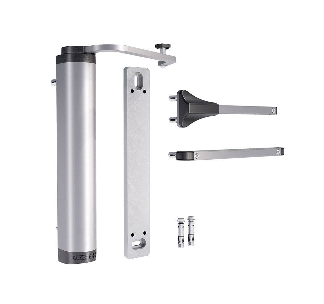 Locinox Verticlose-2 Wall - 90° Or 180° Hydraulic Gate Closer For Wall - For Mounted Gates Up To 330 Lbs - Silver Finish - Sold Individually