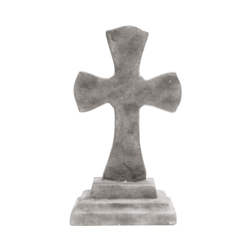 Medieval Cross with Base - Cast Iron - 4-3/4" Inch W x 8-3/4" Inch H x 4-5/8" Inch Square Base - Multiple Finishes Available - Sold Individually
