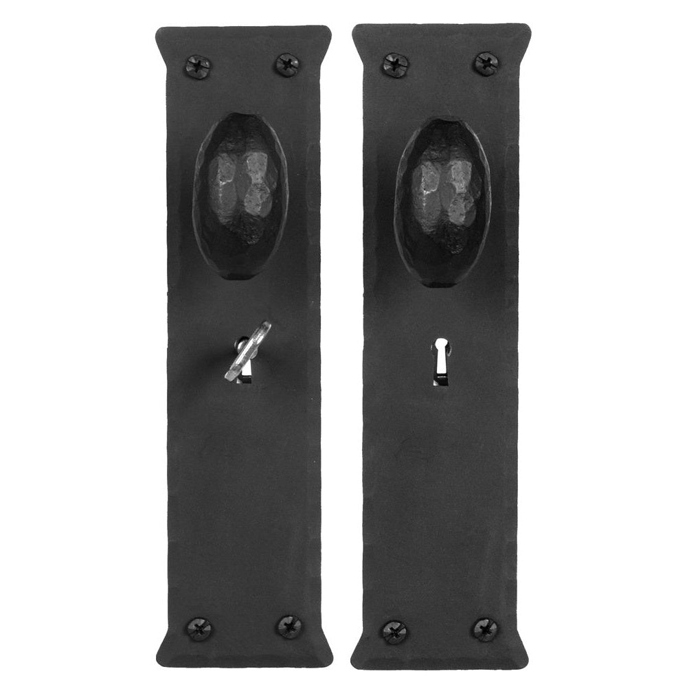 Mortise Skeleton Key Lock Entrance Set - Double Knob - Iron - Matte Black Finish - Multiple Options Available - Sold as Set