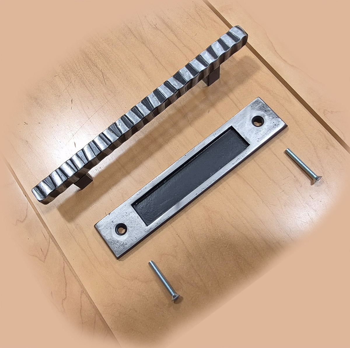 Modern Contemporary Notched Door Pull Handle with Finger Pull Set - For Sliding Barn Door