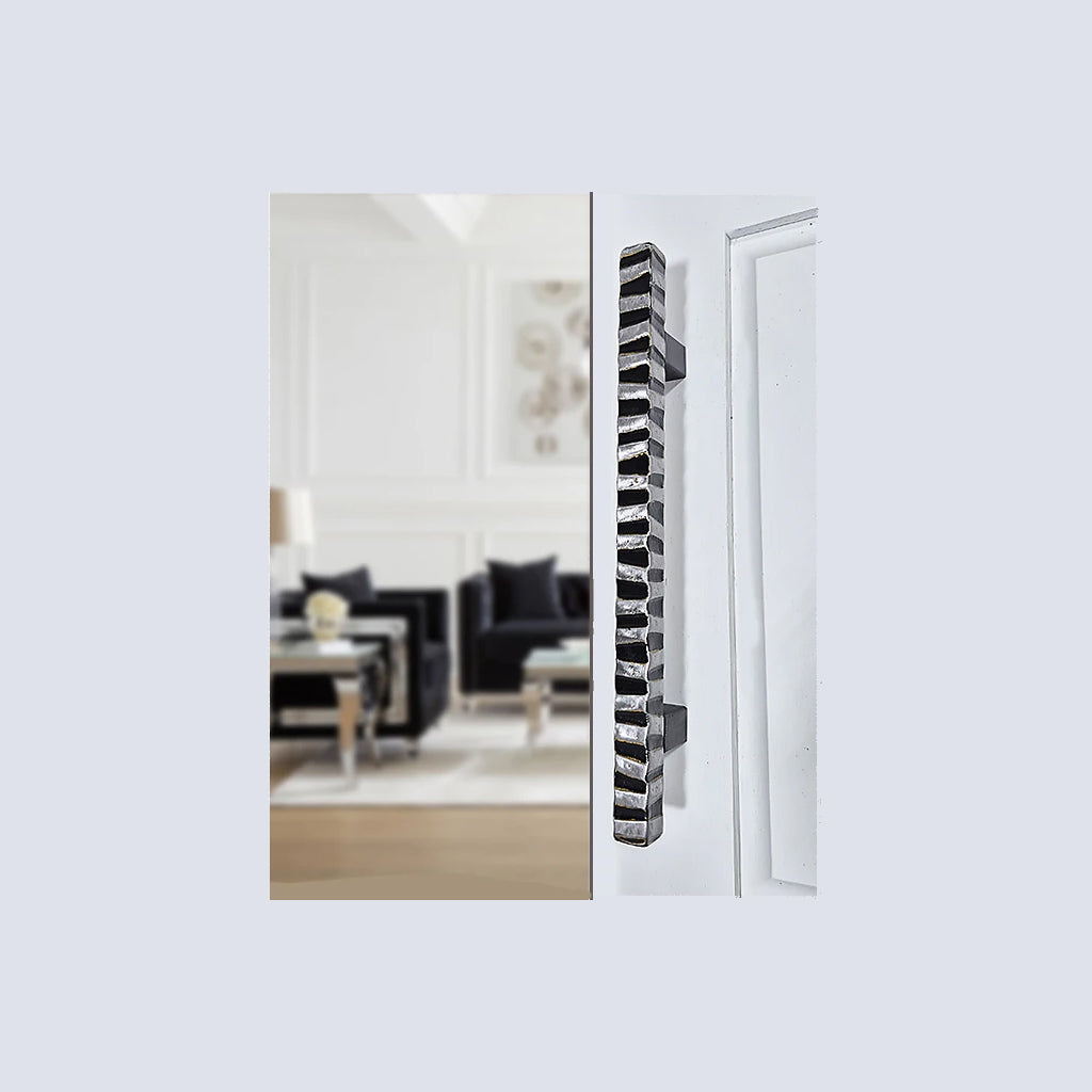 Modern Contemporary Notched Door Pull Handle with Finger Pull Set - For Sliding Barn Door