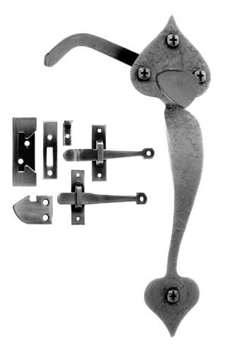 Rough Heart Thumb Latch Set - Matte Black Finish - Sold as Set