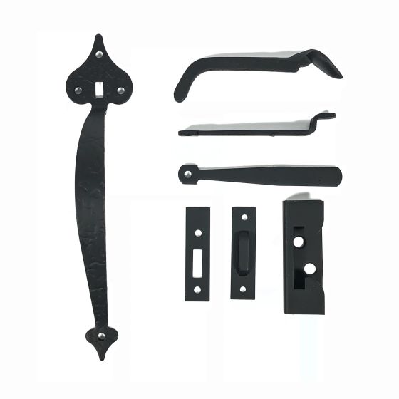 Rough Small Heart Thumb Latch Set - Matte Black Finish - Sold as Set