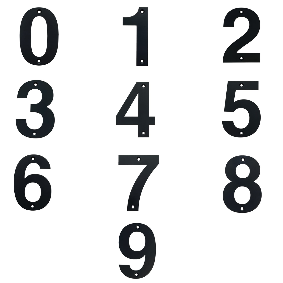 Rustic House Numbers - 0 through 9 - 4" Inch - Matte Black Stainless Steel - Sold Individually