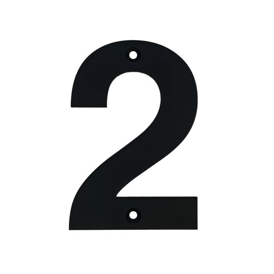 Rustic House Numbers - Number 2 - Matte Black Stainless Steel - Sold Individually