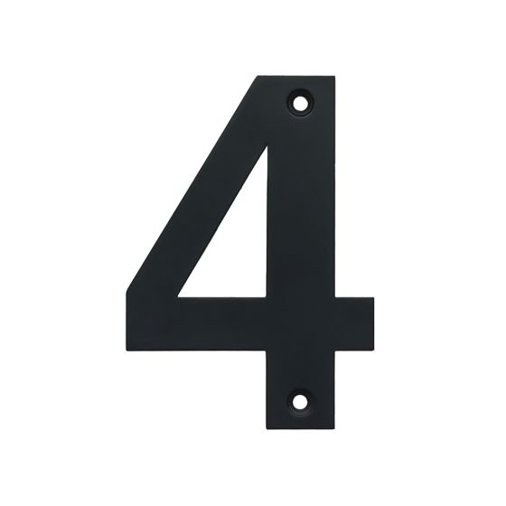 Rustic House Numbers - Number 4 - Matte Black Stainless Steel - Sold Individually