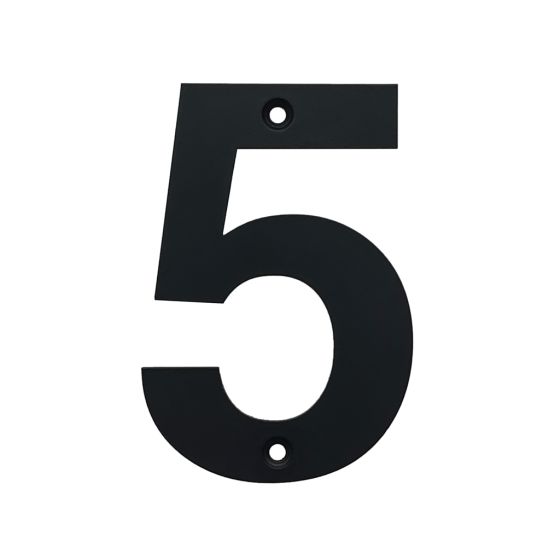 Rustic House Numbers - Number 5 - Matte Black Stainless Steel - Sold Individually