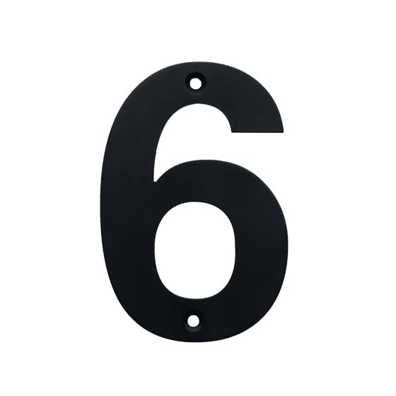 Rustic House Numbers - Number 6 - Matte Black Stainless Steel - Sold Individually