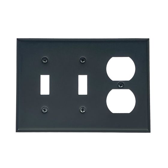 Rustic Switchplates - 2 Toggle 1 Duplex Wall Plate - Matte Black Finish - Sold Individually