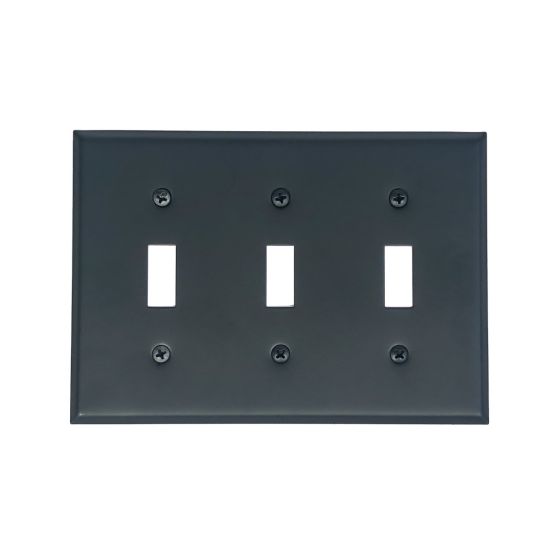 Rustic Switchplates - 3 Toggle Wall Plate - Matte Black Finish - Sold Individually