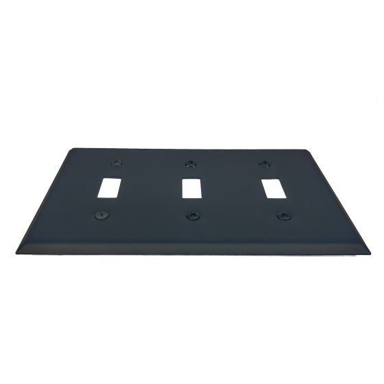 Rustic Switchplates - 3 Toggle Wall Plate - Matte Black Finish - Sold Individually