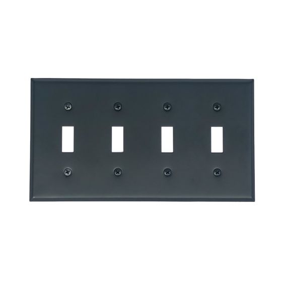 Rustic Switchplates - 4 Toggle Wall Plate - Matte Black Finish - Sold Individually