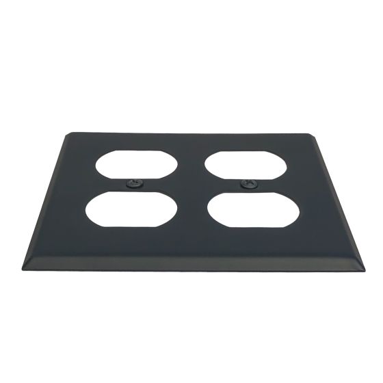 Rustic Switchplates - Double Duplex Receptacle Wall Plate - Matte Black Finish - Sold Individually