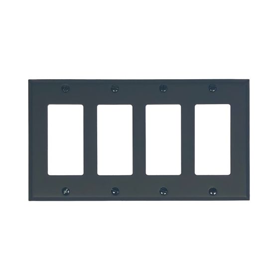 Rustic Switchplates - Quadruple Ground Fault Wall Plate - Matte Black Finish - Sold Individually