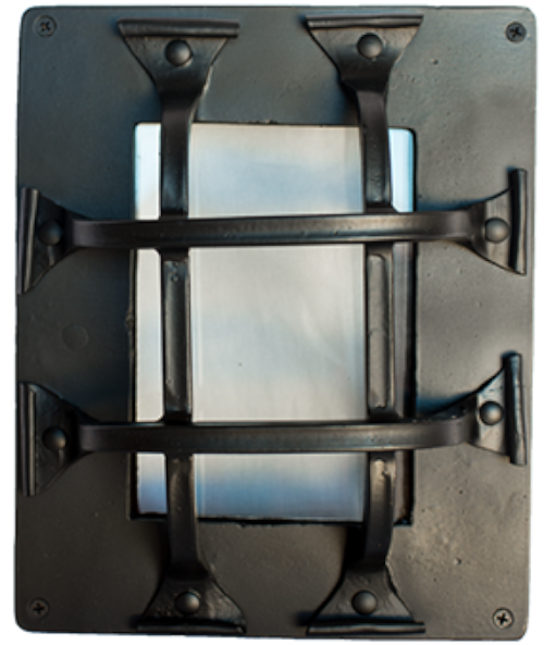 Curled Tip Speakeasy Grille Door Kit - Hinged Door Viewer with Insulated Glass - 10-3/4" x 8-3/4" - 4 Bars - Multiple Finishes Available - Sold as Set