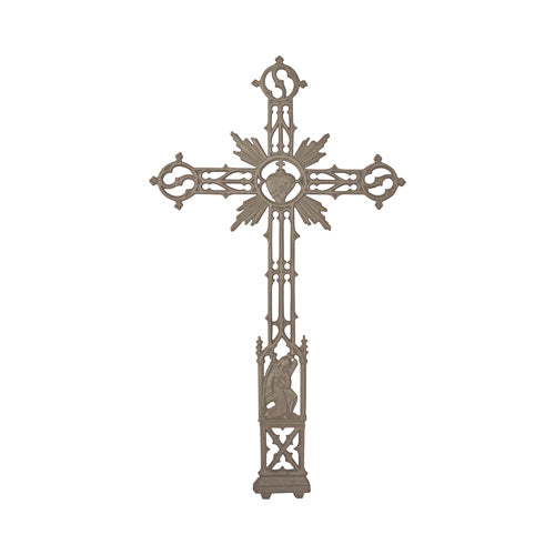 Sacred Heart Cross - Cast Iron - 27-3/8" Inch W x 47-1/2" Inch H - Multiple Finishes Available - Sold Individually